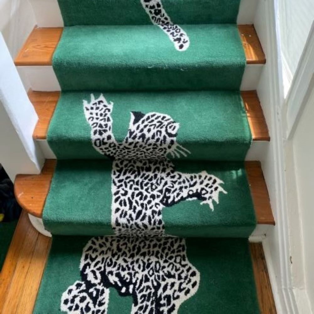 Green Cheetah Stair Runner- Modern Flooring Carpet One